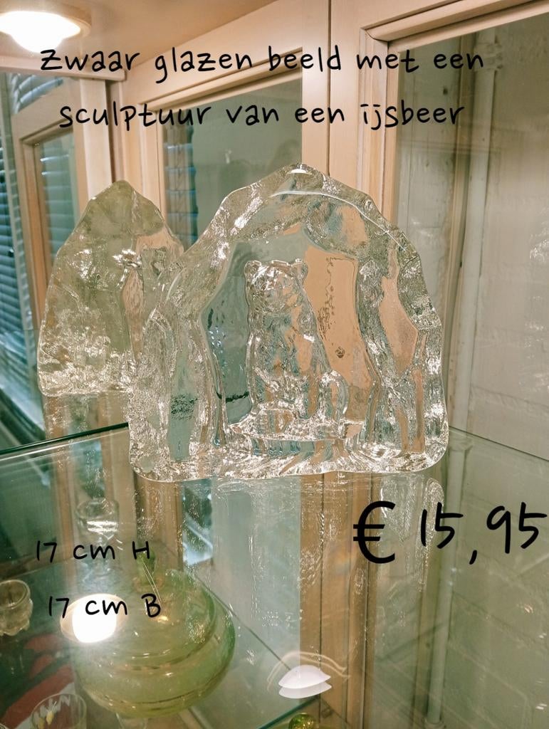 Zwaar glazen beeld ijsbeer, Ophalen of Verzenden