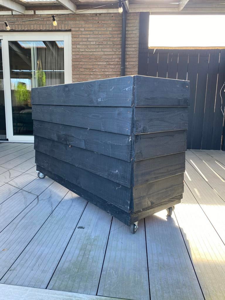 Buitenkeuken / BBQ meubel op wielen, Tuin en Terras, Buitenkeukens, Ophalen, Gebruikt, Houtskool, Vrijstaand