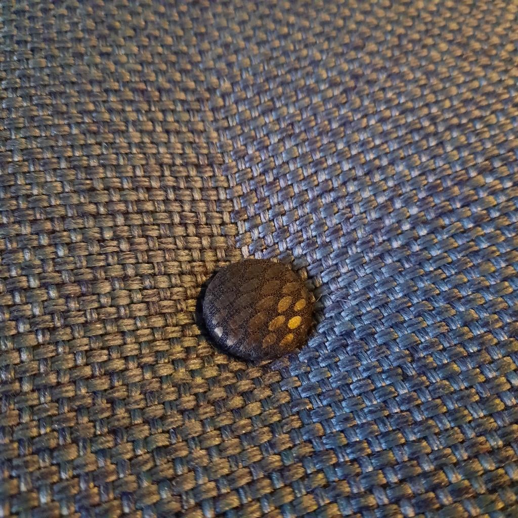 Vintage kruk op hairpin legs met nieuwe blauwe stoffering, Gebruikt, Vintage, Ophalen of Verzenden, Nvt