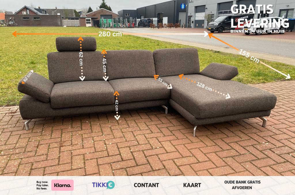 Henders & Hazel Donkerbruine Stoffen Hoekbank – Designbank, 250 tot 300 cm, Minder dan 75 cm, Design, Hoekbank