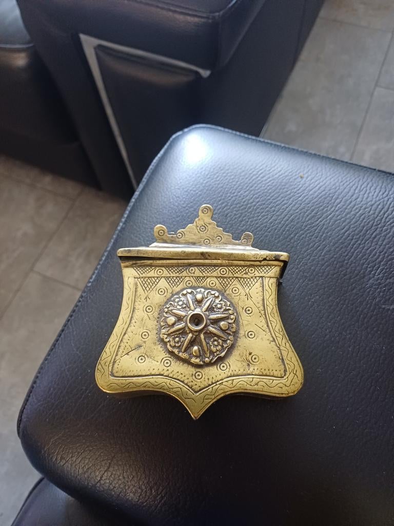 Antieke orginele bronzen ottoman  kruitdoos, Ophalen of Verzenden