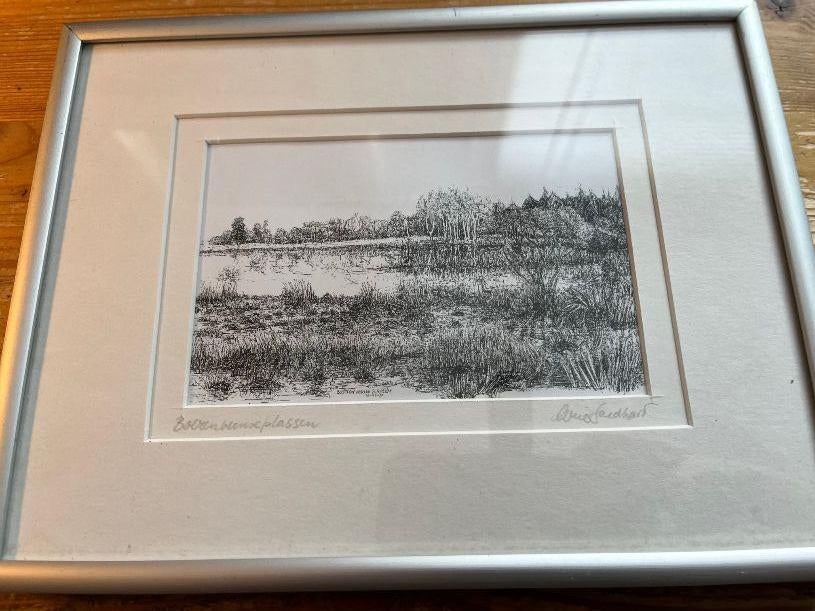Tekening Arie Goedhart: Boerenveensche Plassen, Antiek en Kunst, Kunst | Tekeningen en Foto's, Ophalen of Verzenden