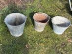 3 zinken emmers, Ophalen, Gebruikt, Zink, Met handgreep