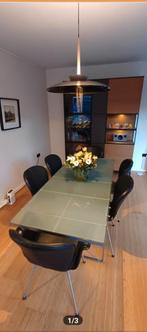 Vintage glazen tafel (200x85), Huis en Inrichting, Tafels | Eettafels, Ophalen, Gebruikt, 200 cm of meer, 50 tot 100 cm