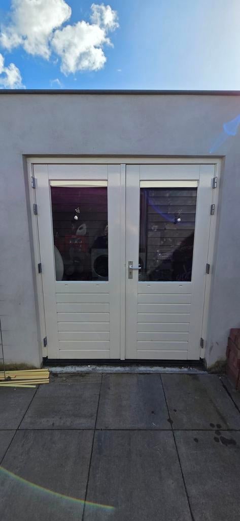 Dubbel openslaande tuindeuren met dubbelglas, Doe-het-zelf en Verbouw, Deuren en Horren, Ophalen of Verzenden, Gebruikt, Buitendeur