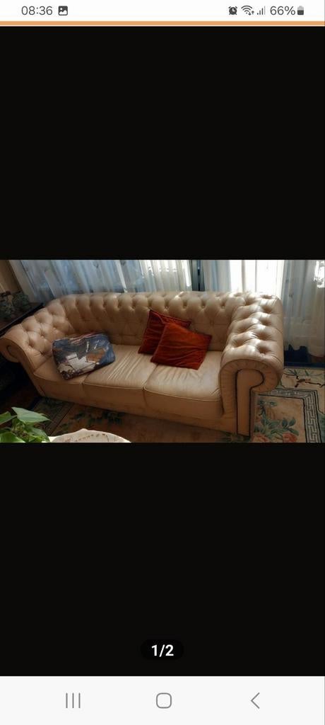 Chesterfield Bankstel - Klassiek en Comfortabel, Gebruikt, Chesterfield, Driepersoons, Ophalen of Verzenden