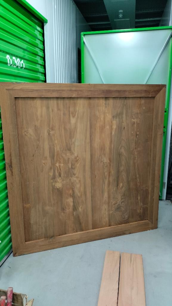 Echt Teak Vintage hout - 150 x 150 tafelblad - onbewerkt, Huis en Inrichting, Tafels | Eettafels, Ophalen, Zo goed als nieuw, Vijf personen of meer