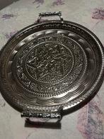 Decoratieve Dienblad Zilverkleurig Metaal Rond, Huis en Inrichting, Woonaccessoires | Dienbladen, Ophalen of Verzenden, Zo goed als nieuw
