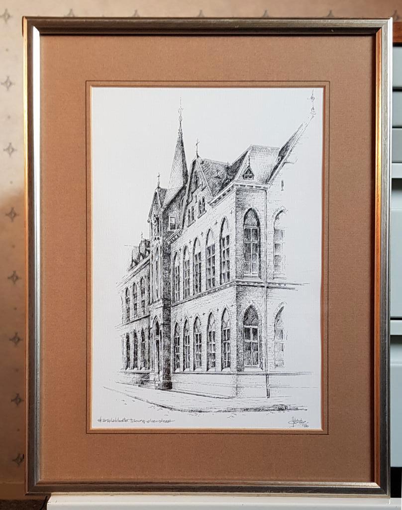 Tekening Tilburg St Ursulaklooster Elzenstraat Kees Koster, Antiek en Kunst, Kunst | Tekeningen en Foto's, Ophalen of Verzenden