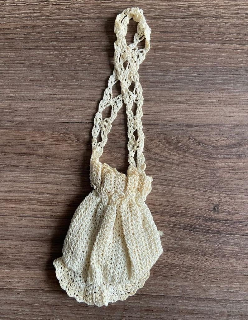Vintage Crochet gehaakt Tasje Buideltasje 9/20 cm, Ophalen of Verzenden