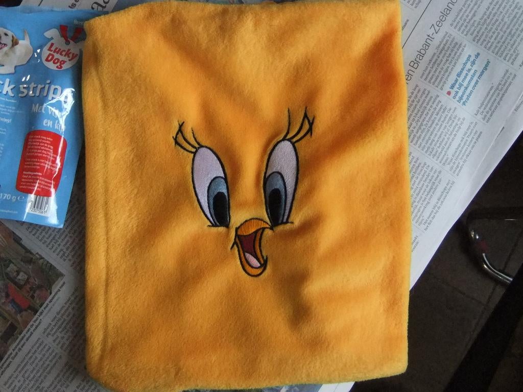 Tweety stoffen boekomslag looney tunes 1999  /26-30cm, Verzamelen, Disney, Verzenden, Overige figuren, Gebruikt, Beeldje of Figuurtje