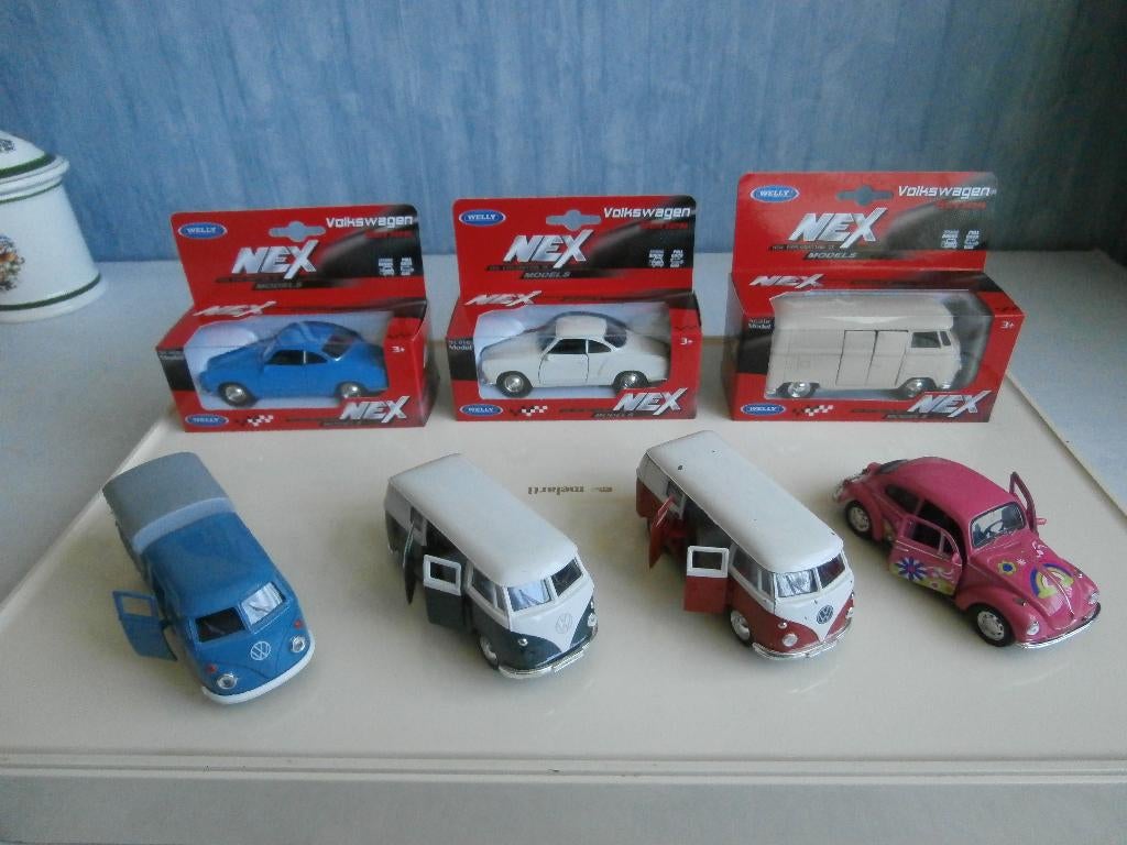 7 Welly Vw auto,s 4xT1 2x karmann Gia  en 1 vw kever, Ophalen of Verzenden, Zo goed als nieuw, Auto