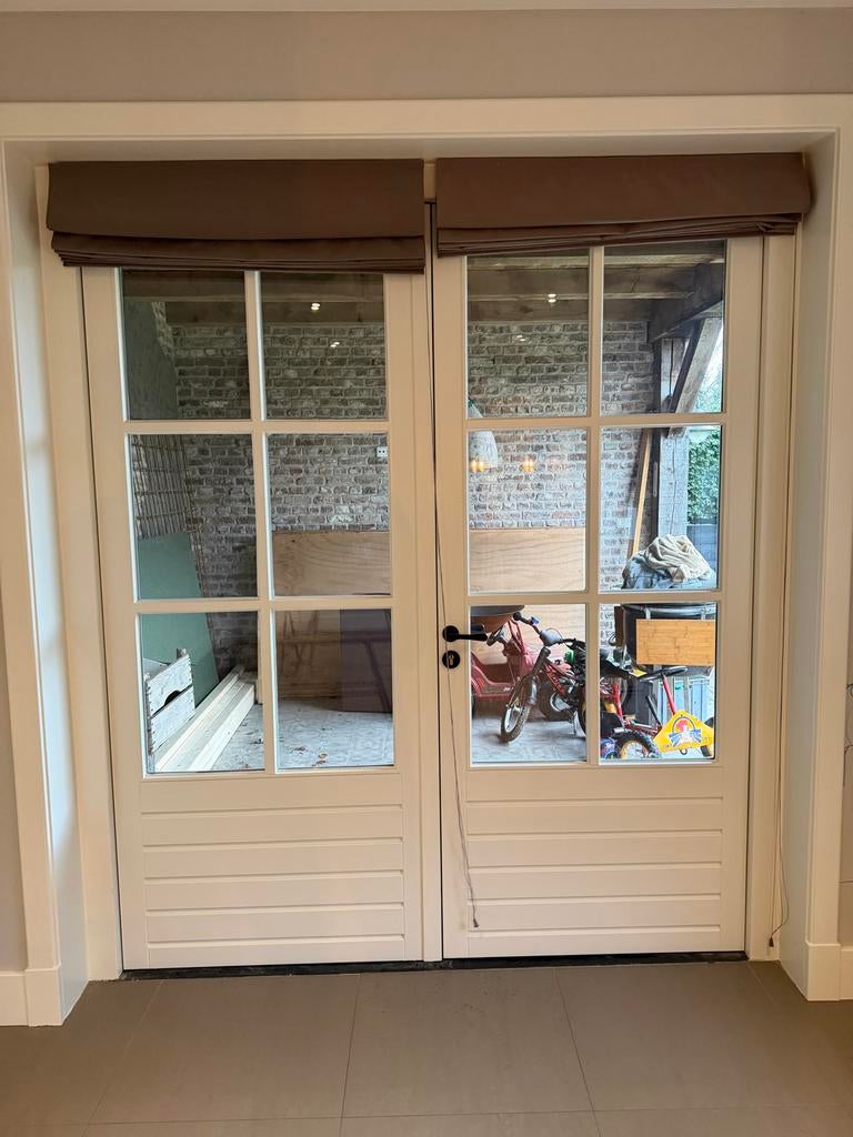 Set tuindeur en 3 ramen boerderijstijl, Ophalen, 120 cm of meer, Overige typen, 200 tot 215 cm