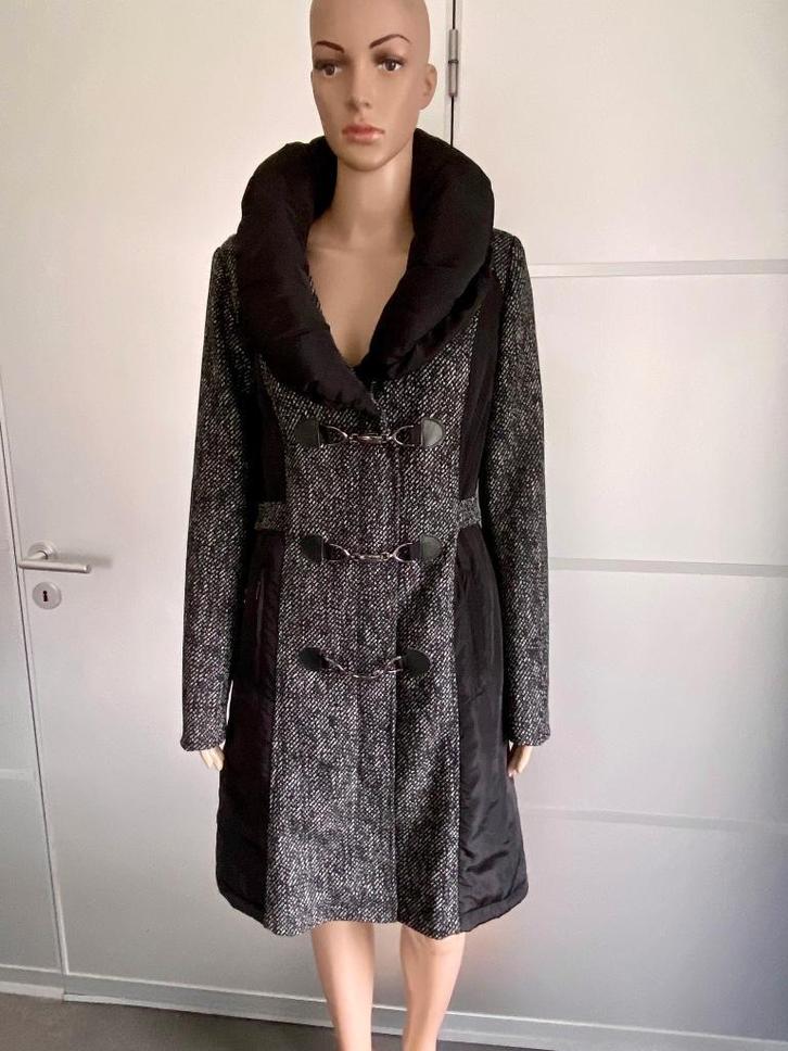 H675 Yest maat 36=S winterjas jas winter zwart/wit mantel, Kleding | Dames, Jassen | Winter, Zo goed als nieuw, Maat 36 (S), Zwart