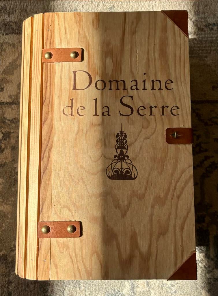 Decoratieve houten wijnkist 'Domaine de la Serre', Ophalen of Verzenden, Gebruikt, Overige houtsoorten, Minder dan 50 cm