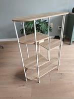 Beige sidetable met metalen frame, Ophalen, 50 tot 100 cm, Nieuw, Ovaal