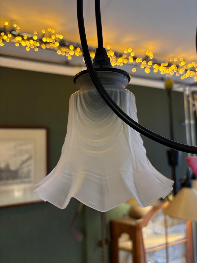 Prachtig Hanglampje met rokkapje Gebruiksklaar Mat Glas., Ophalen of Verzenden