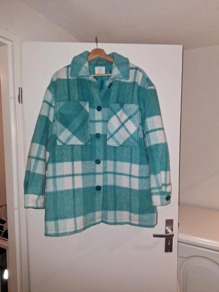 Groen wit geruite jas Primark maat S, Kleding | Dames, Jassen | Winter, Zo goed als nieuw, Maat 36 (S), Groen, Ophalen of Verzenden