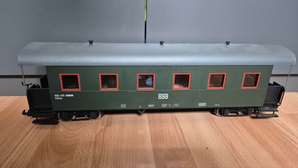 Set van 3 TrainLine HSB wagons voor LGB spoor, Gebruikt, Gelijkstroom, Wagon, Ophalen of Verzenden