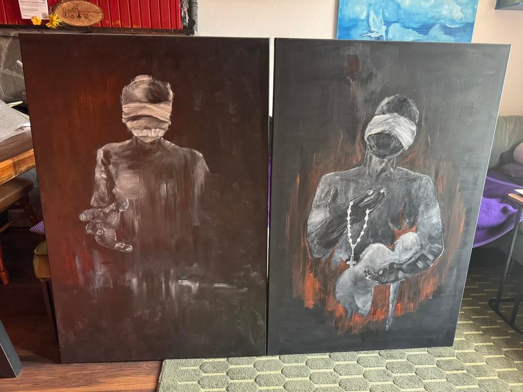 Oil op canvas schilderijen set, Ophalen of Verzenden