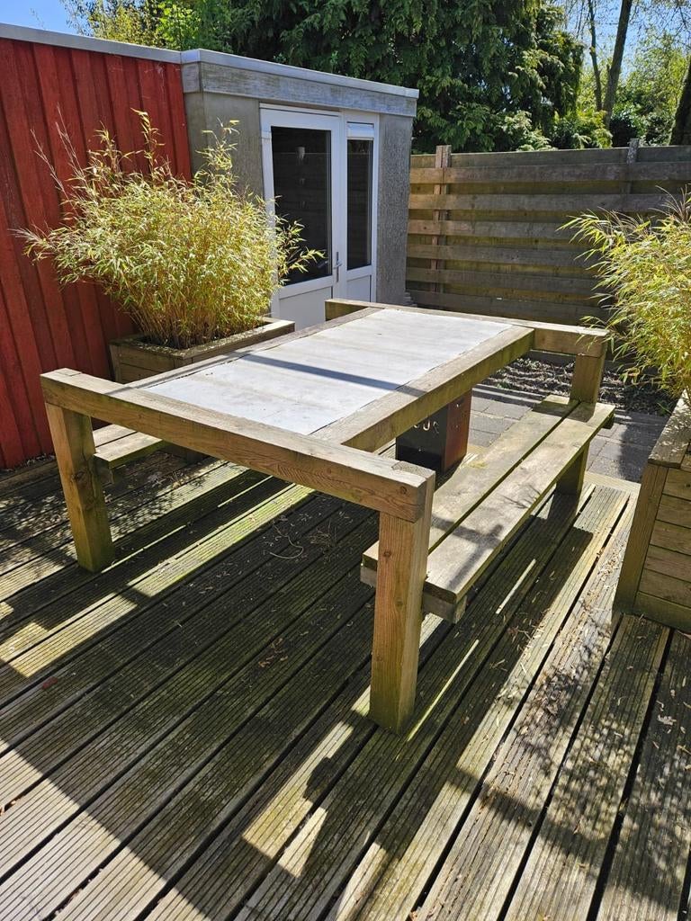 Picknick tafel, Ophalen of Verzenden, Gebruikt, Rechthoekig, Hout