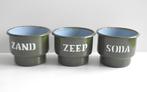 Set van 3 emaille bakjes, zand, zeep & soda in goede staat, Ophalen of Verzenden