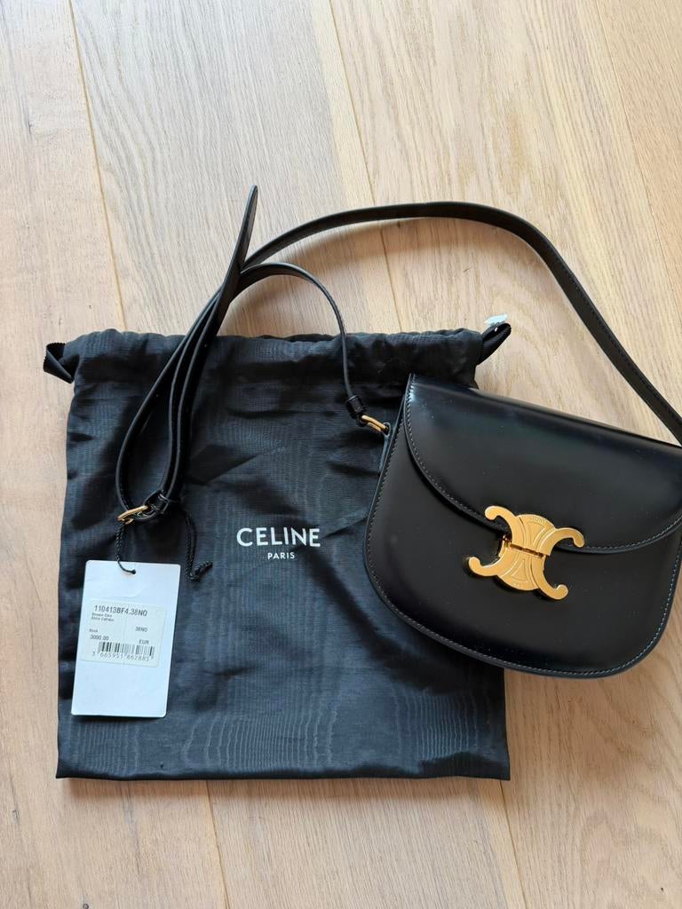 Celine Besace Clea shiny calfskin, Ophalen, Nieuw, Zwart, Handtas
