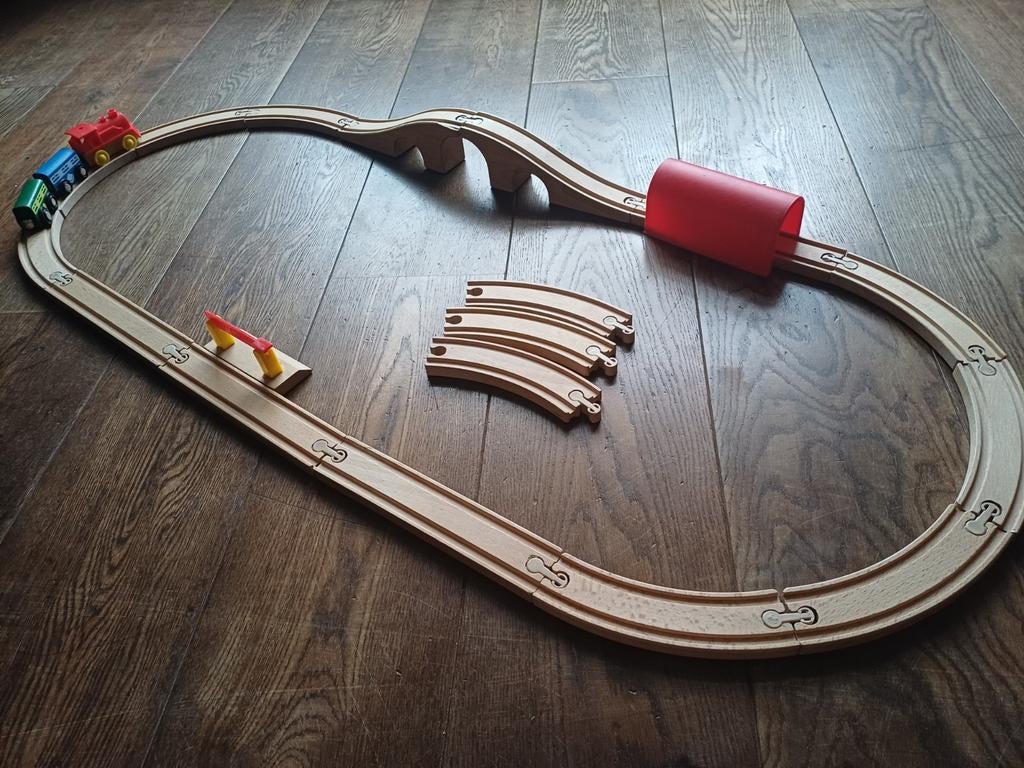 Houten treinspoor, Kinderen en Baby's, Speelgoed | Houten speelgoed, Ophalen, Zo goed als nieuw, Overige typen