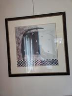 Schilderij: Zwart-witte kat met dambordpatroon, Ophalen of Verzenden