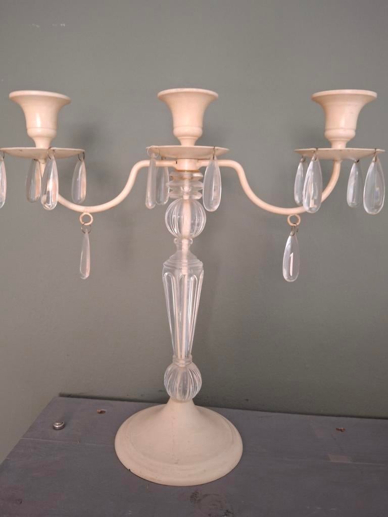 Prachtige kandelaar met glazen pegels, Antiek en Kunst, Antiek | Kandelaars, Ophalen of Verzenden, Glas