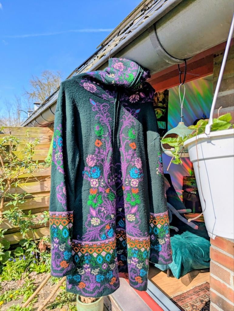 Folk cottage core vest vogel bloemen knitwear maat m, Kleding | Dames, Ophalen of Verzenden