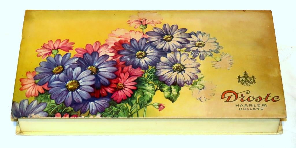 Droste Cacao Chocolade Bloemen Doos geen Blik, 1930s (2), Verzamelen, Blikken, Ophalen of Verzenden, Gebruikt, Overige, Droste