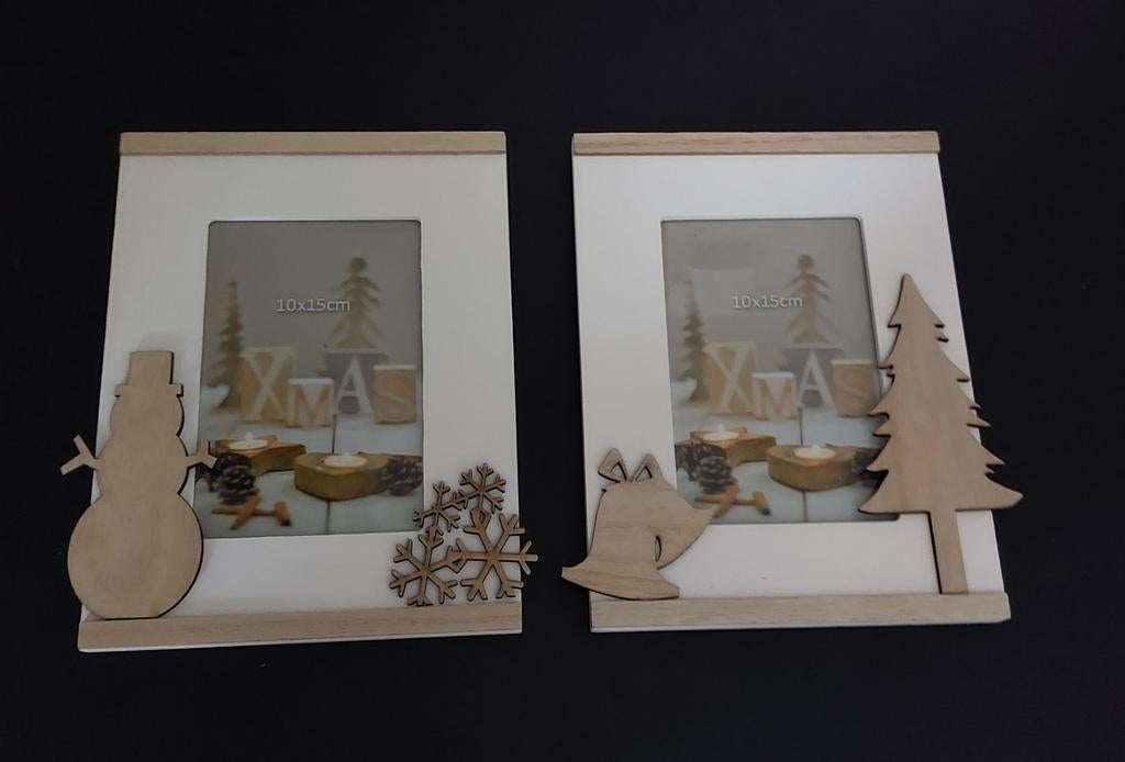 Twee fotolijstjes met kerstversiering, Diversen, Kerst, Ophalen, Zo goed als nieuw