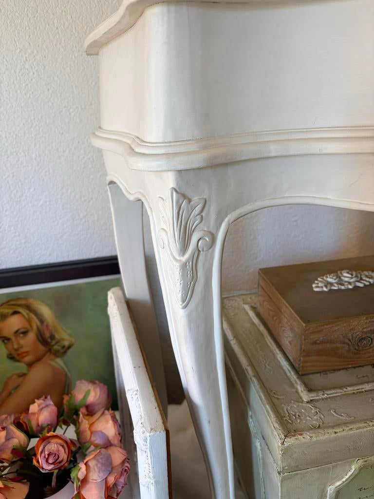 Antieke Console Tafel - Crème Wit met Lade, Ophalen of Verzenden