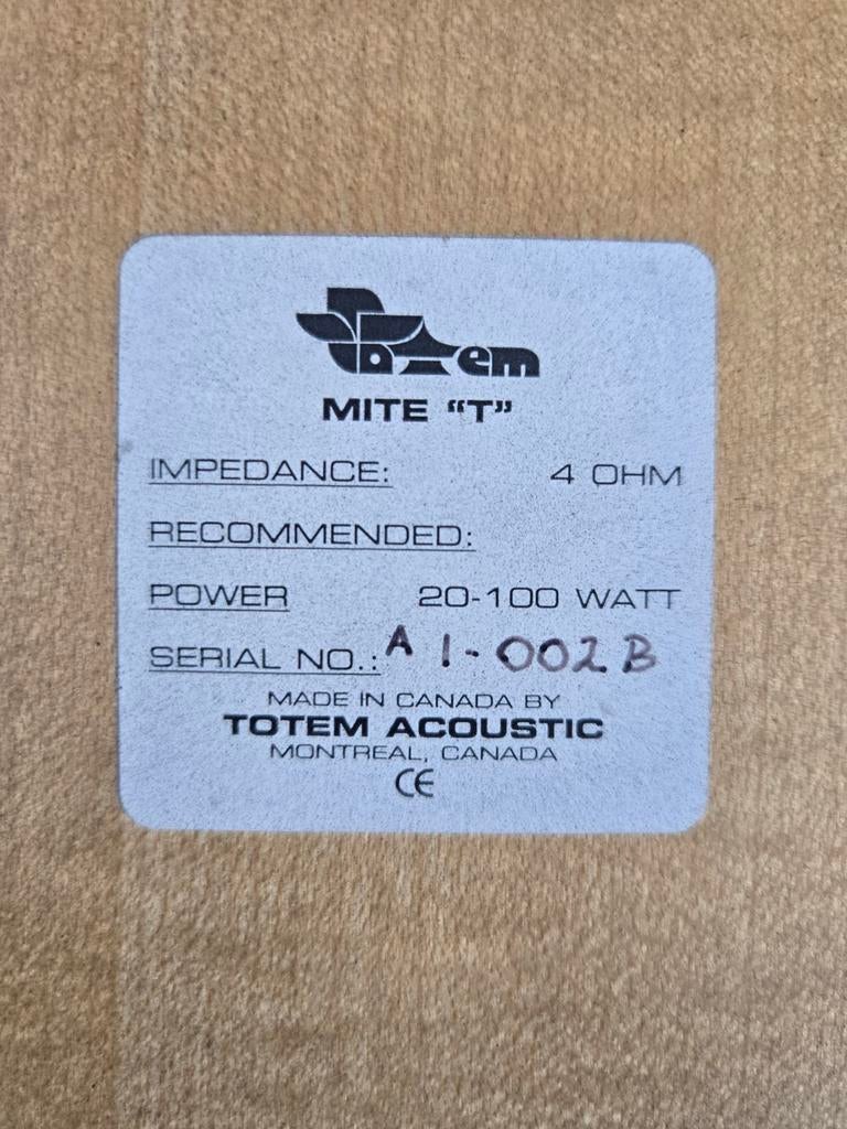 Totem Mite T - speakers, Audio, Tv en Foto, Luidsprekers, Gebruikt, 60 tot 120 watt, Front, Rear of Stereo speakers, Ophalen