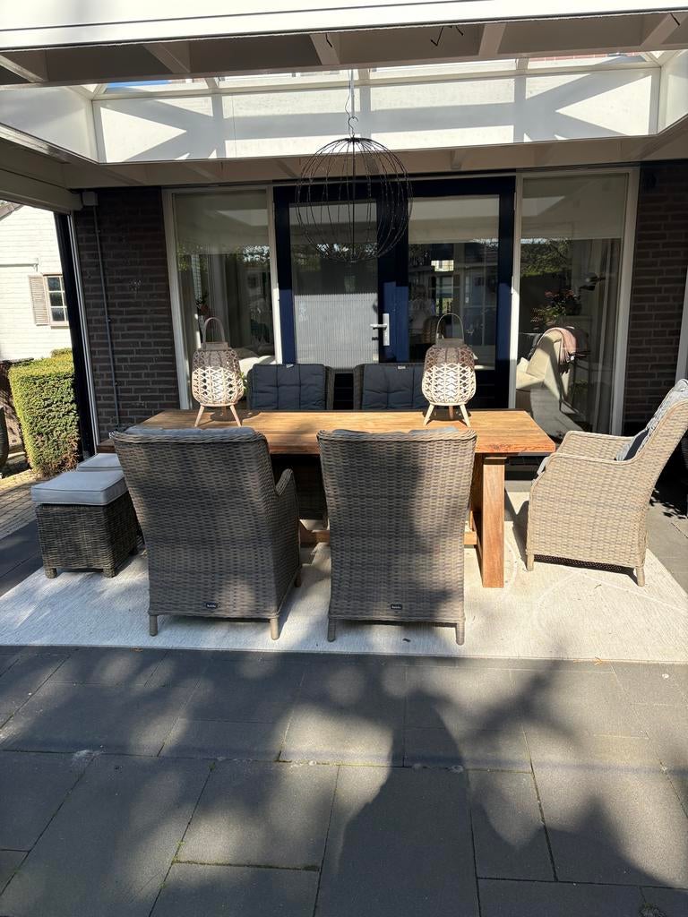 Bois Le Duc Complete tuinset met tafel, stoelen en hockers, Tuin en Terras, Ophalen, Gebruikt, Eettafel, Tuinset
