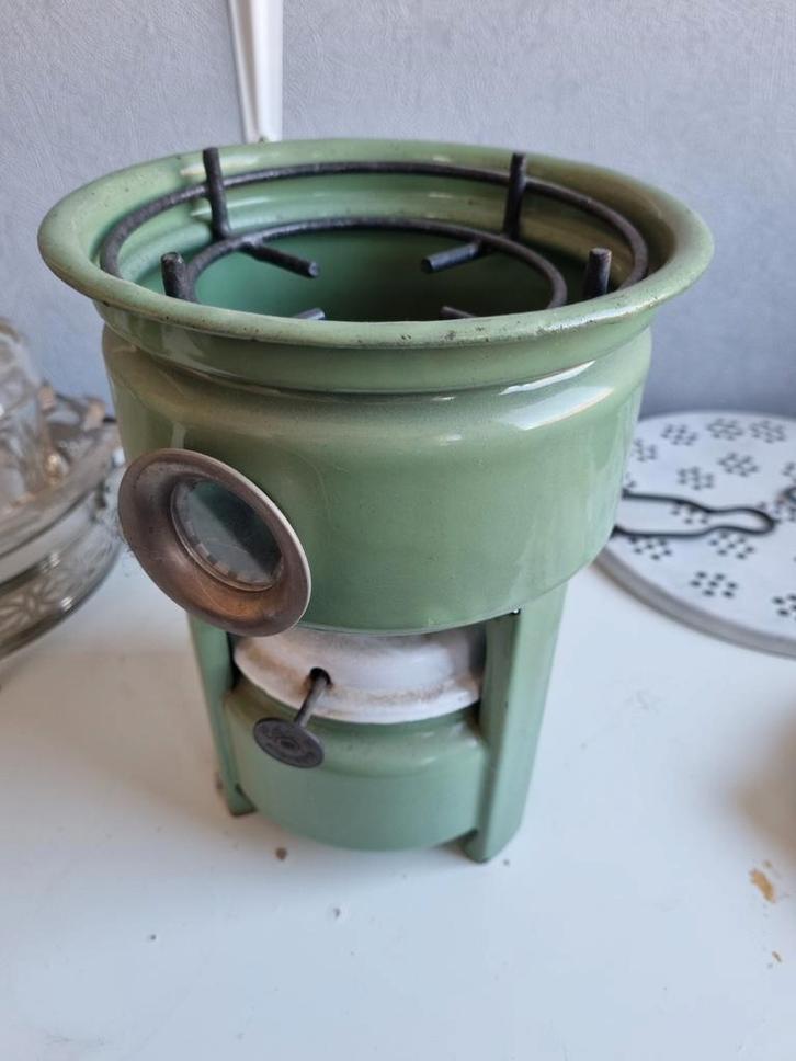 Antiek Groen Geëmailleerd Petroleumstel, Antiek en Kunst, Antiek | Emaille, Ophalen of Verzenden