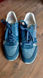 Blauwe sneakers met glitter en rits, Ophalen of Verzenden, Zo goed als nieuw, Wit, Sneakers of Gympen