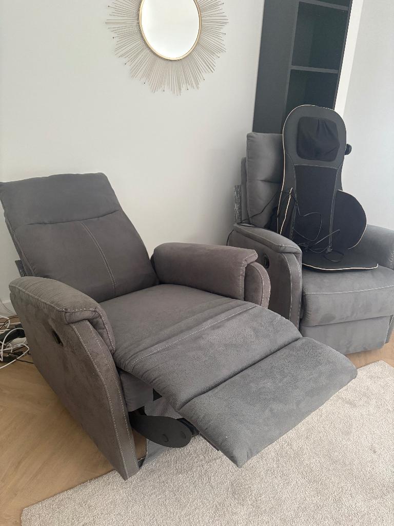 2x Comfortabele relaxstoelen / fauteuils van JYSK, Ophalen, Gebruikt, 75 tot 100 cm, Stof