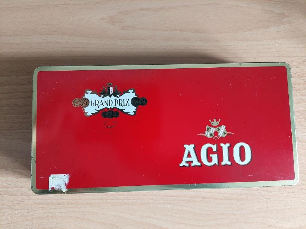 Blik Agio Grand Prix  - jaren '70, Verzenden, Zo goed als nieuw, Tabaksdoos of Verpakking