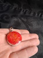 Grote Sterling zilveren hanger met rood schuimkoraal, Ophalen of Verzenden, Zilver, Zilver