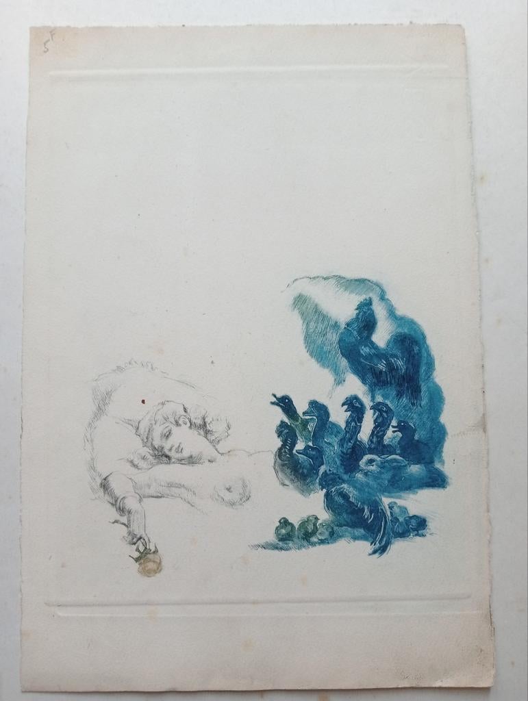 Litho erotiek naakt stijl o.a Felicien Rops, Ophalen of Verzenden