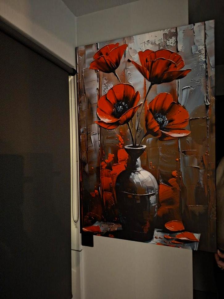 Splinternieuw canvas schilderij met klaprozen. Prijs 39,50, Antiek en Kunst, Kunst | Schilderijen | Abstract, Ophalen of Verzenden