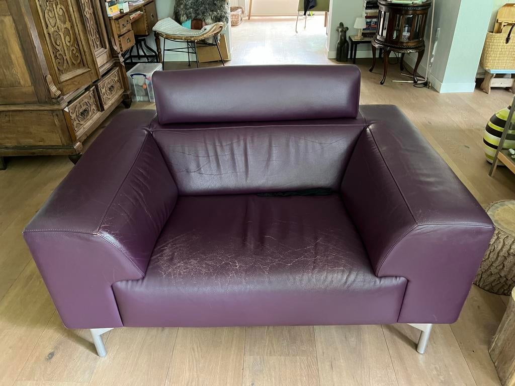 Leolux. Leren bank, Ophalen, Gebruikt, Tweepersoons, Leer