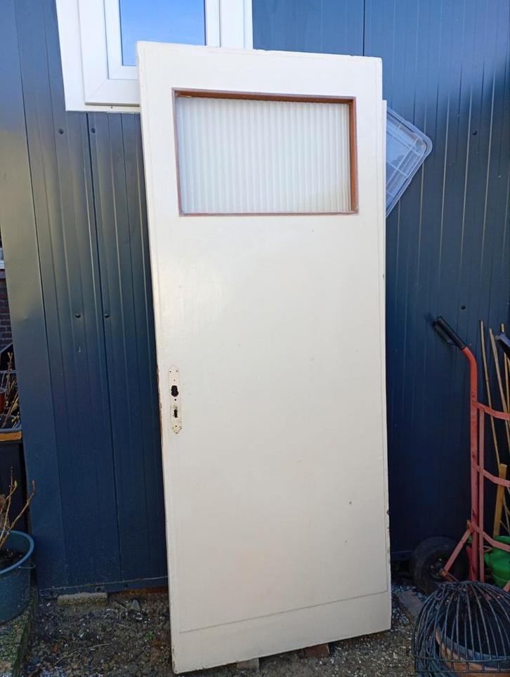 2 X antieke paneeldeuren., Doe-het-zelf en Verbouw, Deuren en Horren, Gebruikt, Binnendeur, 200 tot 215 cm, Glas, Ophalen