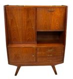Vinrage compacte wandkast highboard teak fineer opknapper, Vintage, Zo goed als nieuw, Vintage, Ophalen