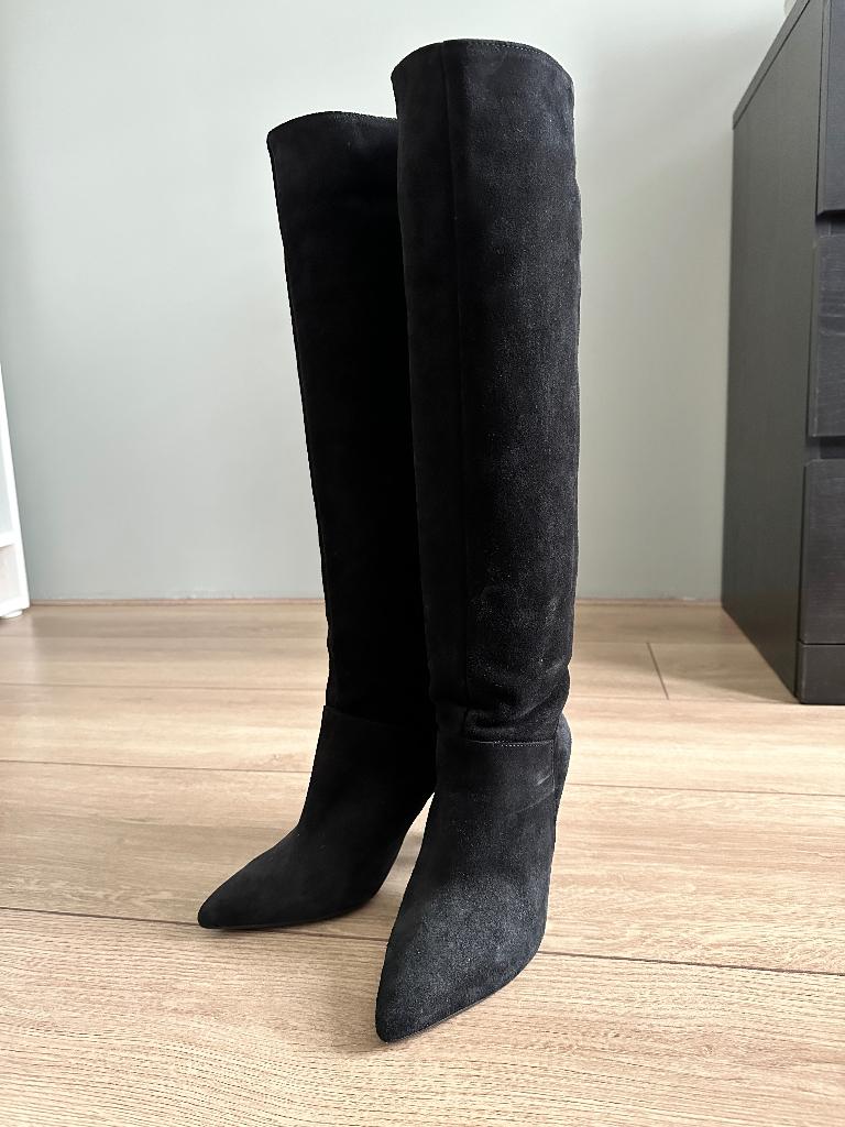 NIEUW: Hoge laarzen, zwart suède maat 38 van het merk GOLD, Kleding | Dames, Schoenen, Nieuw, Hoge laarzen, Zwart, Verzenden