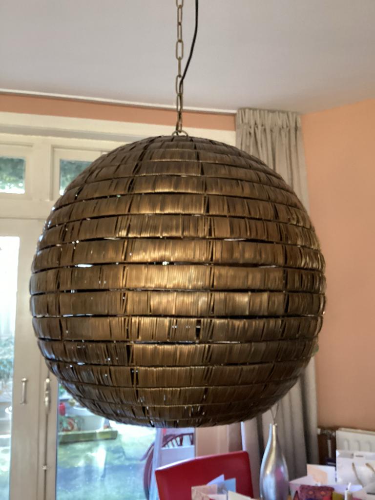 Hanglamp, metaal, Huis en Inrichting, Lampen | Hanglampen, Ophalen of Verzenden, Zo goed als nieuw, Metaal, 50 tot 75 cm