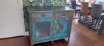Vintage blauwe kastje met lades en deuren, 100 tot 150 cm, Vintage, Zo goed als nieuw, Ophalen