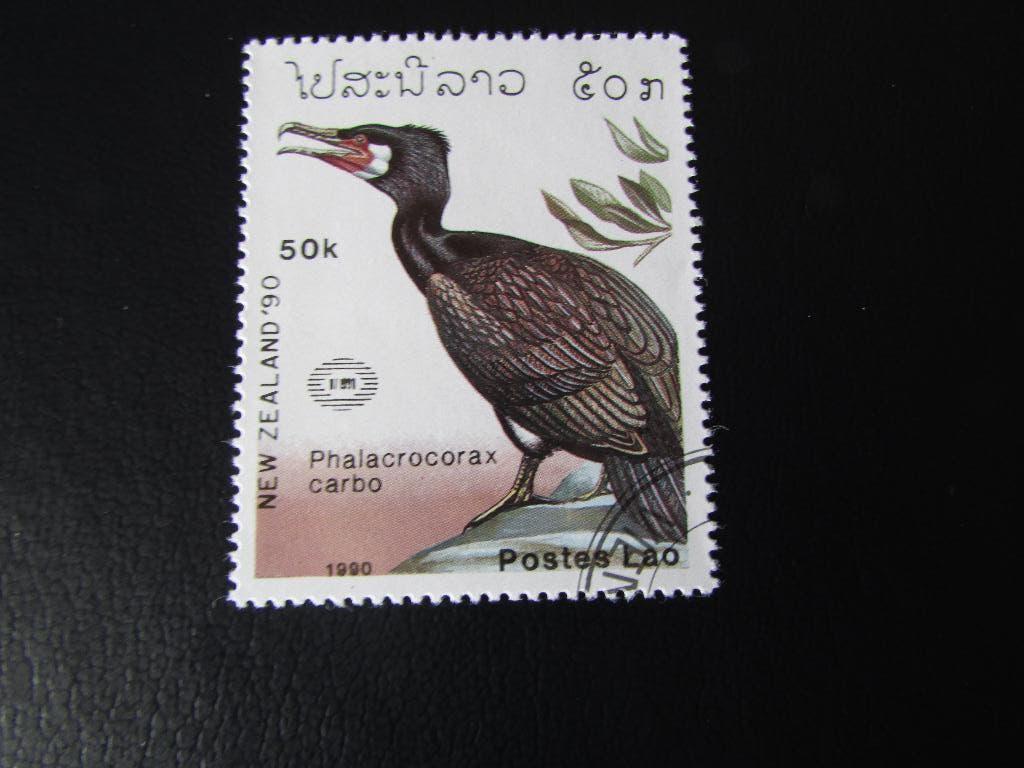 Postzegel Vogel: Aalscholver uit Laos, Ophalen of Verzenden, Gestempeld, Dier of Natuur